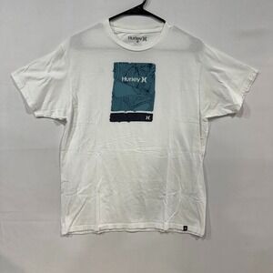 Hurley Graphic T-Shirt Men's Large White Short Sleeve Cotton Surf Skate‎ Tee